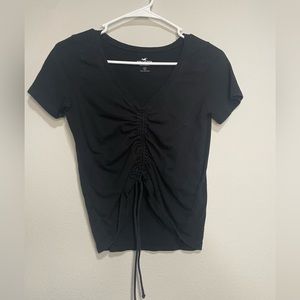 Hollister-Black scrunch crop top shirt